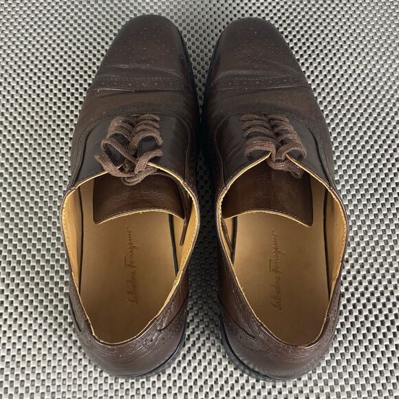 Salvatore Ferragamo Tramezza  Dress Shoes Mens 42 Brown Leather Made In Italy main image 6